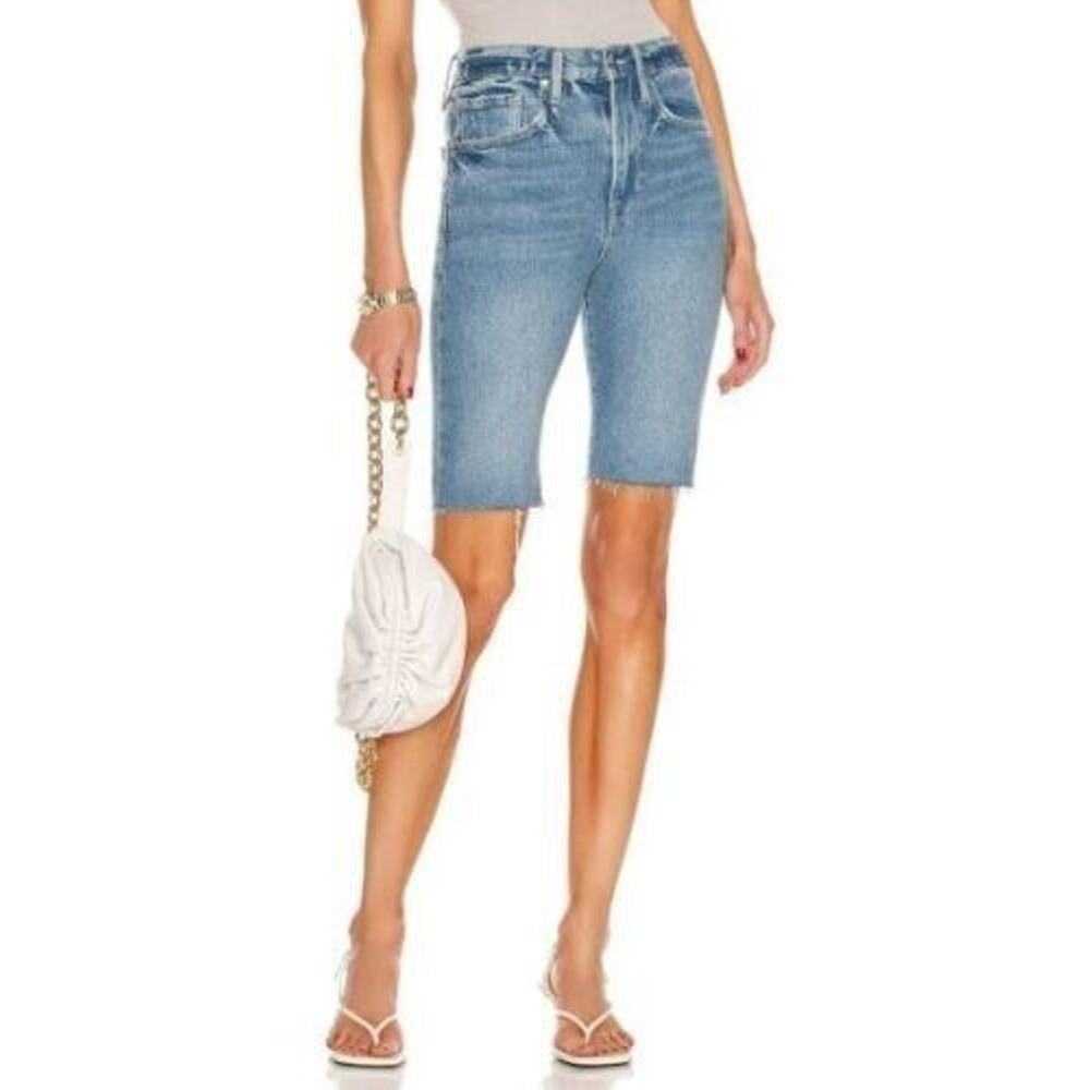 Frame Women's Le Vintage Bermuda Shorts Imogen Dip Blue Size 24 MSRP $595